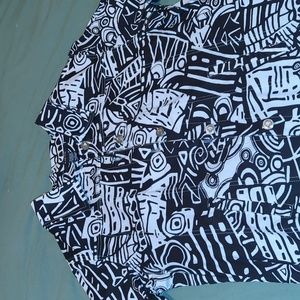Kaktus black and white pattern shirt L
